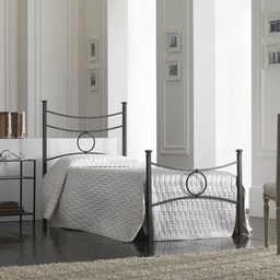 [S-CONCAPED0851D1] Letto in ferro singolo con pediera Nero CONCA 92x208x h117 cm