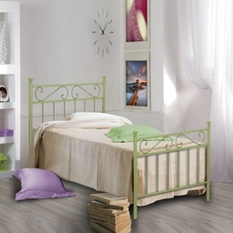 [S-TEVEPEDI0851D7] Letto in ferro singolo con pediera Verde TEVERE 92x208x h117 cm