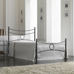[S-CONCAPED1201D1] Letto in ferro una piazza e mezza con pediera Nero CONCA 126x208x h117 cm