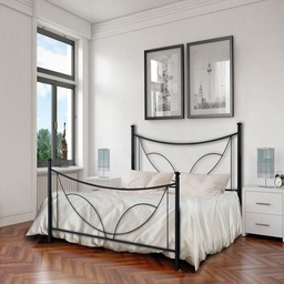 [S-TULIPEDI1201D1] Letto in ferro una piazza e mezza con pediera TULIPANO Nero 126x208x h117 cm