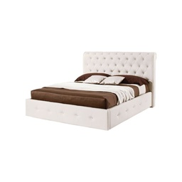 [S-FZ59091] Letto matrimoniale c/ contenitore  in ecopelle Bianco 180x223xh.120 cm