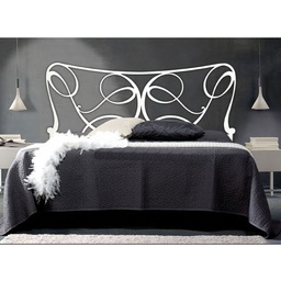 [S-F203WP] Letto  matrimoniale con  testiera in ferro  bianco e contenitore 170x200xh.130 cm