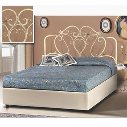 [S-A115WP] Letto  matrimoniale con  testiera in ferro  e contenitore avorio   172x202xh.140 cm