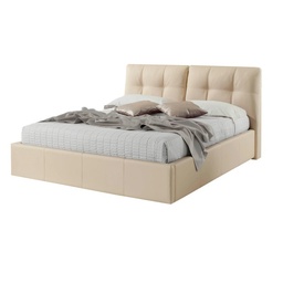 [58803] Letto matrimoniale  in ecopelle crema c/contenitore 182x216xh.104 cm