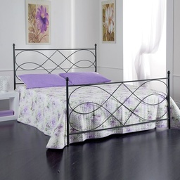 [S-FZ94050] Letto matrimoniale in ferro battuto con pediera Antracite MARGHERITA 170x202x h122 cm