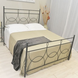 [S-FZ94735] Letto matrimoniale in ferro battuto con pediera Antracite SILENE 170x202x h120 cm