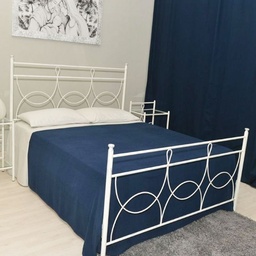 [94738] Letto matrimoniale in ferro battuto con pediera Bianco Opaco SILENE 170x202x h120 cm