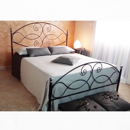 [94769] Letto matrimoniale in ferro battuto con pediera Nero Argento NARCISO 170x202x h131,5 cm