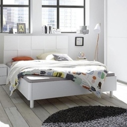 [94504] Letto matrimoniale in legno Ottica bianco laccato opaco