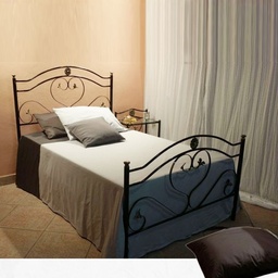 [94717] Letto una piazza e mezza in ferro battuto con pediera Nero Oro GINESTRA 140x202x h131,5 cm