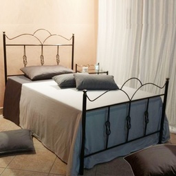[94567] Letto una piazza e mezza in ferro battuto con pediera Nero Oro PRIMULA 130x202x h127cm