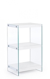 [S-B0734180] Libreria 3P Line Wood Bianco - Mensole in MDF Rivestite in Carta Melaminica - Fianchi in Vetro Temperato Spessore 12mm - Misure 40a x 30b x 70h - Da Assemblare
