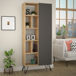 [99486] Libreria Jedda rovere con anta antracite L 80,6 x P 29,6 x H 191 cm