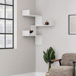 [99427] Libreria angolare a parete con 3 livelli bianca H 90 x P 22 x L 60 cm