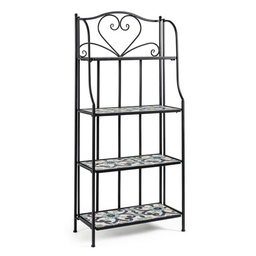 [S-B0806169] Libreria Pieghevole 4 Piani in Metallo Stile Country 57x28x133 cm