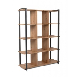 [S-FZ95557] Libreria rovere quercia a cubi con profili antracite  107x39xh.145 cm