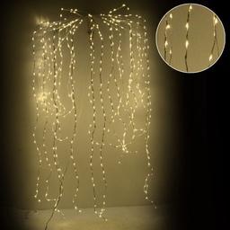 [S-V6057410000] Luce Cascata con 648 LED Fissi + 81 Flash Caldi, Filo Bianco, 70xh220x6