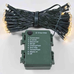 [S-V6057730000] Luce filo verde 80 led 0,5xh480x1 bianco caldo al. batteria timer 8 funzioni
