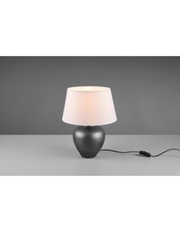 [S-TRIOR50601901] Lampada da Tavolo in Ceramica con Paralume Bianco - Lume Da Tavolo Abby 1xE27