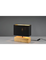 [S-TRIOR50181080] Lampada da Tavolo Rettangolare in Legno Naturale con Paralume Nero