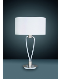 [S-TRIO500200107] Lume da Tavolo Paris II Nichel con Paralume Bianco
