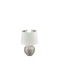 [S-TRIOR50621089] Lumetto Moderno Ceramica Argento Paralume Bianco Luxor Ø18 cm Trio Lighting
