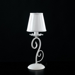 [S-BL130-LT-BCO-PAR] Lumetto comodino  in ferro Bianco shabby paralume Bianco  13x h28cm