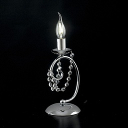 [S-BL146-LT-CR] Lumetto comodino in ferro cromato con strass cm 27 h