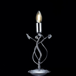 [S-BL154-LT-CR] Lumetto da tavolo  in ferro cromato lucido con strass in cristallo 1 luce 15xh.27 cm