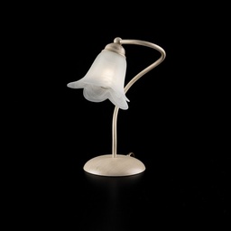 [S-BL230-LT-AV] Lumetto in ferro Avorio  Oro una luce paralume in vetro Bianco 25x h31 cm