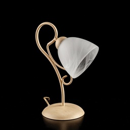 [S-BL232-LT-AV] Lumetto in ferro Avorio una luce paralume in vetro Alabastro Bianco 23x h31 cm