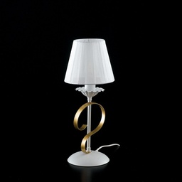 [S-BL139-LT-BO-PAR] Lumetto in ferro Bianco shabby Oro paralume Bianco una luce 13x h36 cm