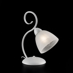 [S-BL241-LT-BCO] Lumetto in ferro Bianco shabby paralume in vetro Alabastro Bianco una luce 26x h32 cm