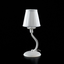 [S-BL105-LT-BCO-PAR] Lumetto in ferro Bianco shabby una luce paralume Bianco 17x h27 cm