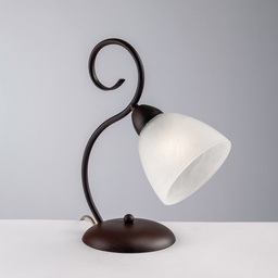[S-BL241-LT-RG] Lumetto in ferro Nero Ruggine paralume in vetro Alabastro Bianco una luce 26x h32 cm