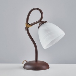 [S-BL217-LT-RG] Lumetto in ferro Nero ruggine una luce paralume vetro Alabastro Bianco 23x h31 cm