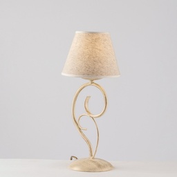[S-BL258-LT-AV] Lumetto vienna ferro Avorio Oro una luce paralume effetto tessuto 16x h38 cm