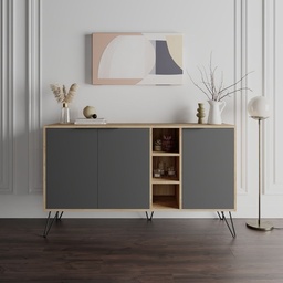 [96888] Madia Clara rovere oak 3 ante antracite 142x35,5x83h