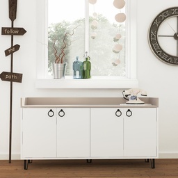 [99465] Madia Dea 4 ante bianco e light mocha 140x36x80 h
