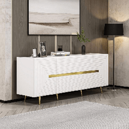 [99596] Madia Jose bianca 4 ante particolari oro 180x47x75h