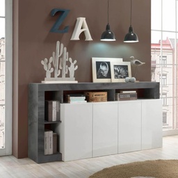 [S-FZ93395] Madia Mogol 4 ante bianco lucido ossido 184x42x93H