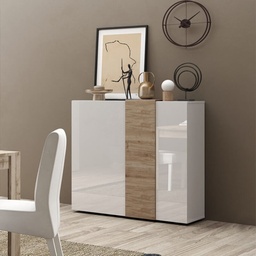 [98873] Madia contenitore Sabry 2 ante bianco lucido rovere Kadiz