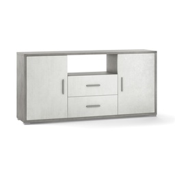 [S-ODB802CEOSK] Madia con due ante e due cassetti Cemento Bianco 174x41x h84 cm
