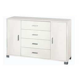 [S-O775BFBFK] Madia con due ante e quattro cassetti Bianco Cenere 136x41x h86 cm