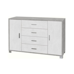 [S-A775CEOSK] Madia due ante quattro cassetti Cemento Bianco 136x41x h86 cm
