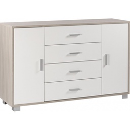 [S-A775OLBFK] Madia con due ante e quattro cassetti in Olmo Bianco 136x41x h86 cm