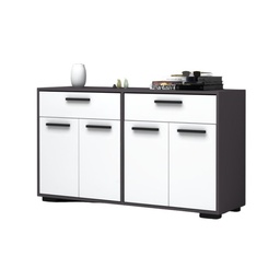 [S-FZ95210] Madia multiuso quattro ante due cassetti Bianco Grigio TRUVA 140x40x h78 cm
