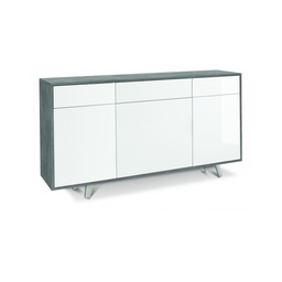 [S-A7076CEBLK] Madia tre ante tre cassetti Cemento Bianco Lucido 164x41x h92 cm