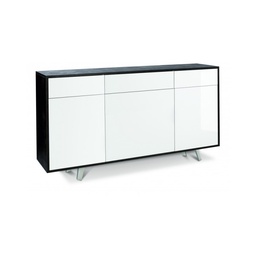 [S-A7076ONBLK] Madia tre ante tre cassetti Nero Ossido Bianco Lucido 164x41x h92 cm