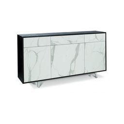 [S-A7076ONMCK] Madia tre ante tre cassetti Nero Ossido Marmo 164x41x h92 cm